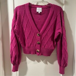 Pink Rose Magenta Button-Front Cardigan Sweater